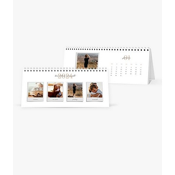 Tischkalender 2024 gestalten mit eigenen Fotos (26,5 x 12,0 cm) im Design Polaroid