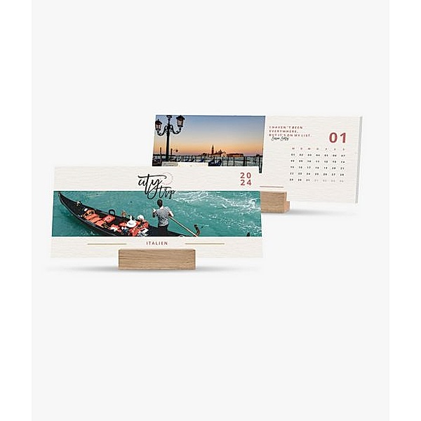 Tischkalender 2024 gestalten mit eigenen Fotos (26,5 x 12,0 cm) im Design City Trip