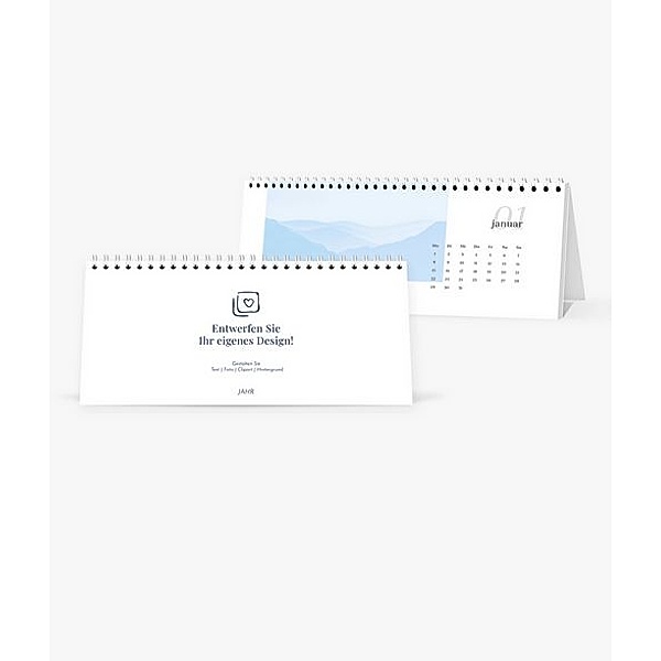 Tischkalender 2024 gestalten mit eigenen Fotos (26,5 x 12,0 cm) im Design Basic