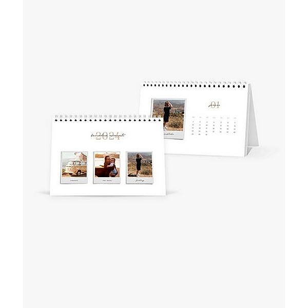 Tischkalender 2024 gestalten mit eigenen Fotos (A5 quer) im Design Polaroid