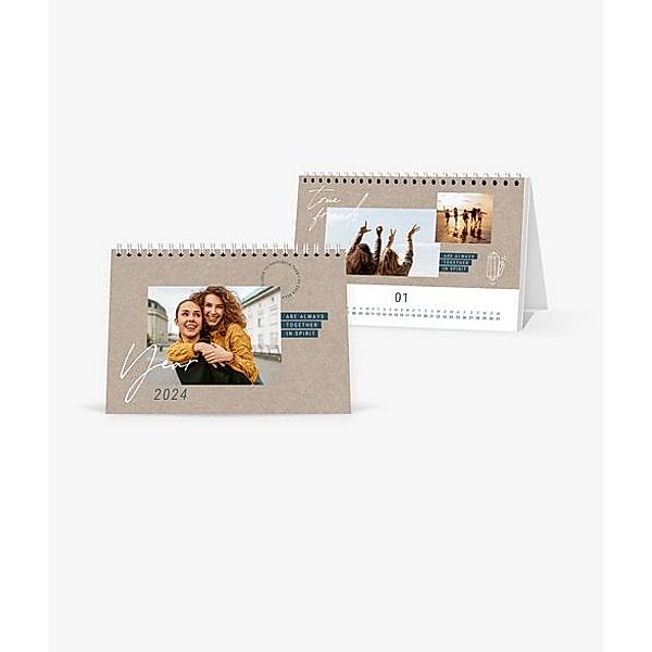 Tischkalender 2024 gestalten mit eigenen Fotos (A5 quer) im Design Best Friends