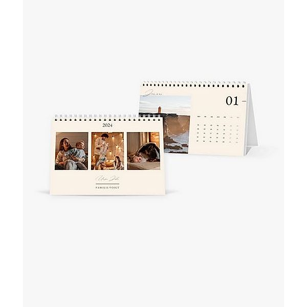 Tischkalender 2024 gestalten mit eigenen Fotos (A5 quer) im Design Golden