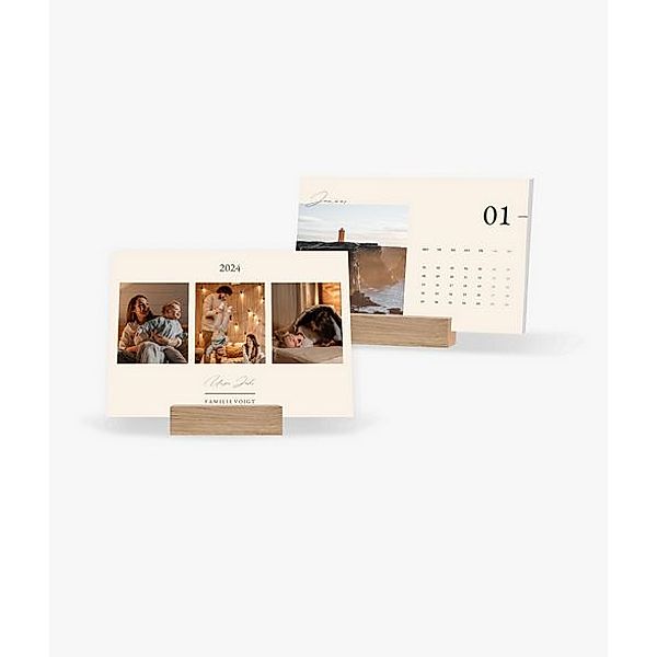 Tischkalender 2024 gestalten mit eigenen Fotos (A5 quer) im Design Golden