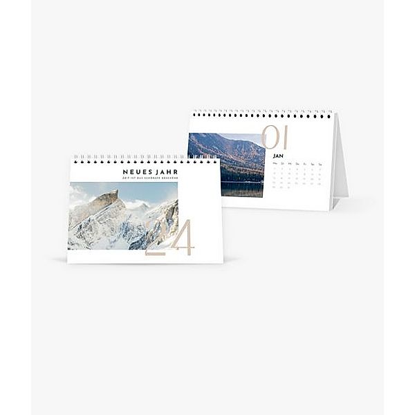 Tischkalender 2024 gestalten mit eigenen Fotos (A5 quer) im Design Zeitlos