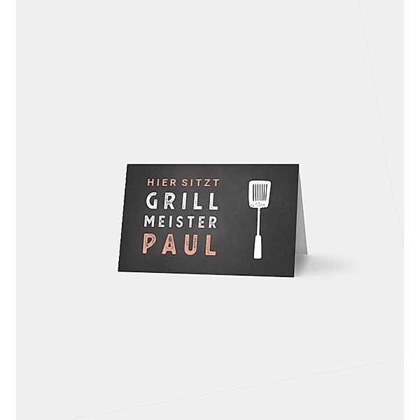Tischkarte BBQ Grillfest, Tischklappkarte quer, Faltung oben (85 x 55mm)