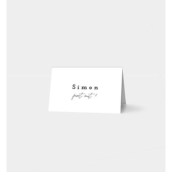 Tischkarte Happy Time, Tischklappkarte quer, Faltung oben (85 x 55mm)