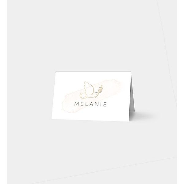 Tischkarte Soft Dove, Tischklappkarte quer, Faltung oben (85 x 55mm)