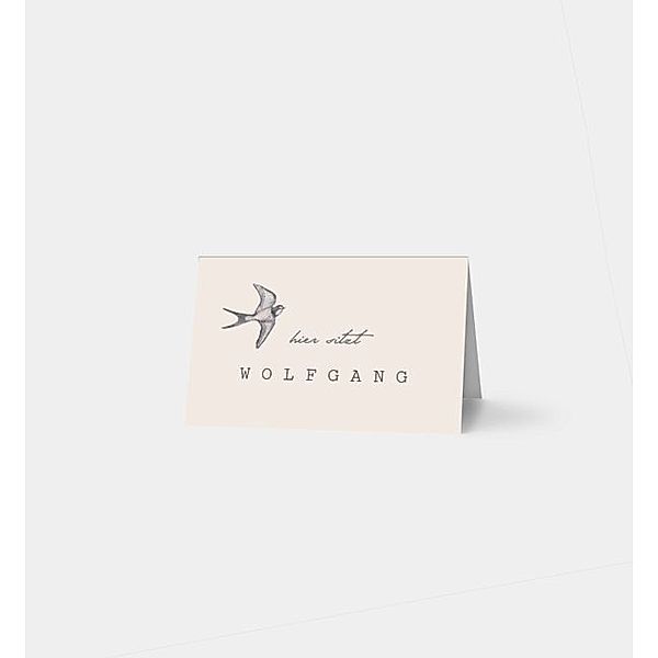 Tischkarte Swallow, Tischklappkarte quer, Faltung oben (85 x 55mm)
