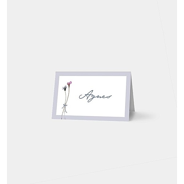 Tischkarte Zahl Floral, Tischklappkarte quer, Faltung oben (85 x 55mm)