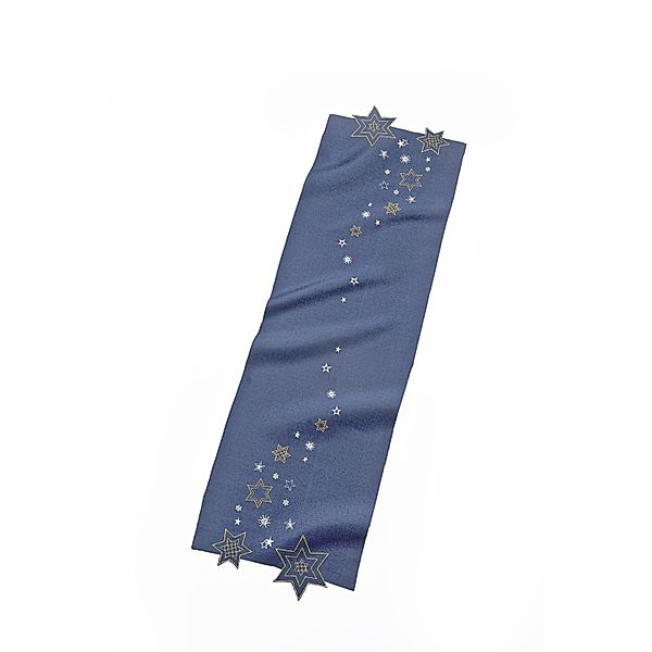 Tischläufer Sternenglanz, Rauchblau, 140x40 cm