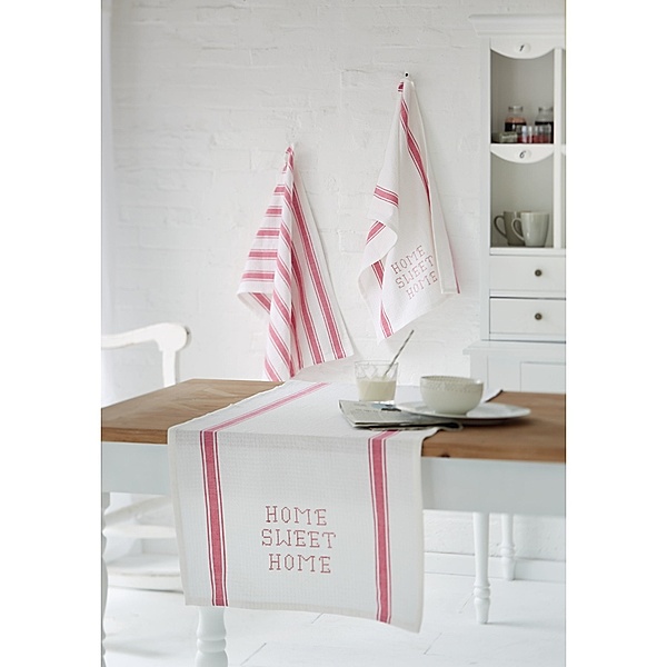 Tischläufer Weiß/Rot 40 x 150 cm
