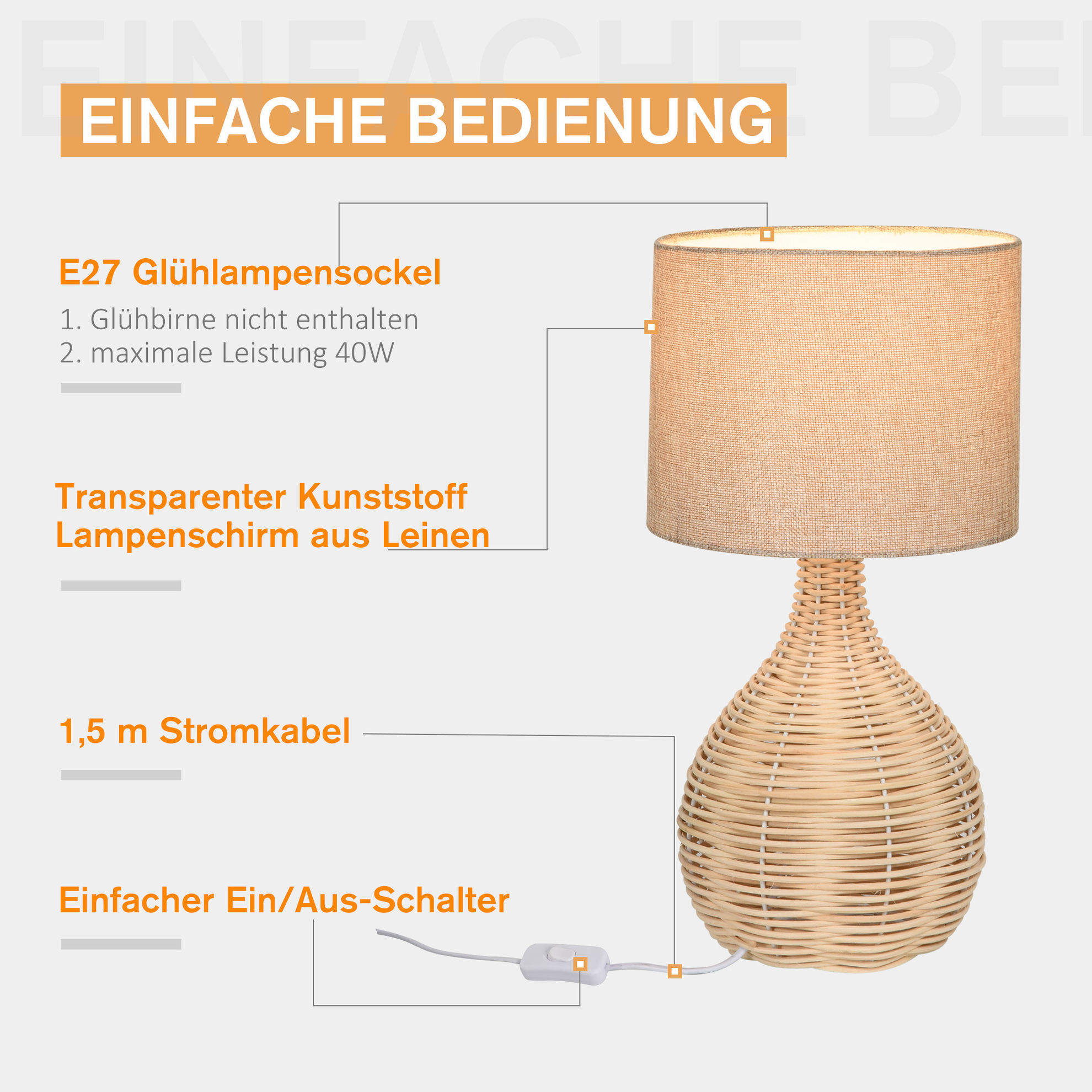 Tischlampe im Rattan Design jetzt bei Weltbild.de bestellen