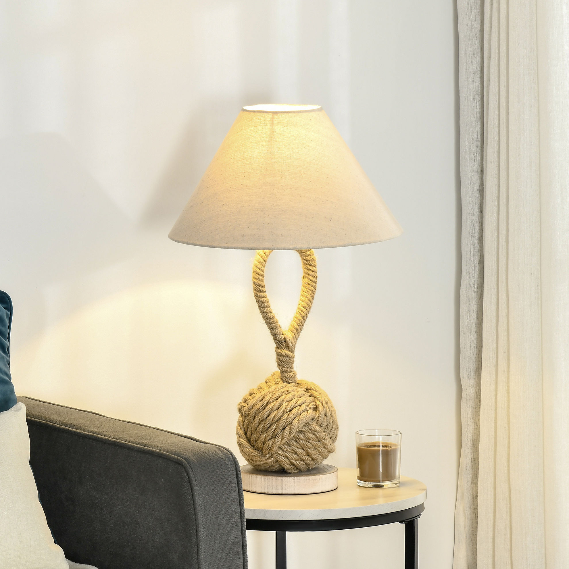 Tischlampe mit Kabel natur Farbe: beige, weiß | Weltbild.de