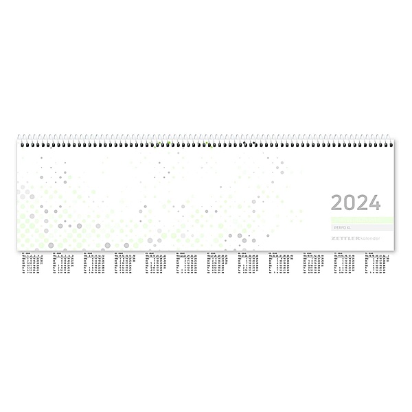 Tischquerkalender 2024 36,2x13,6 1W/2S verl. Rw. PERFO grün