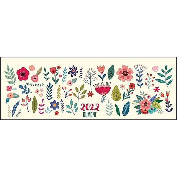 Tischquerkalender Blumenwiese 2022 - hübsches Blumendesign - 29,7 x 10,5 cm - Spiralbindung - mit viel Platz für Einträg