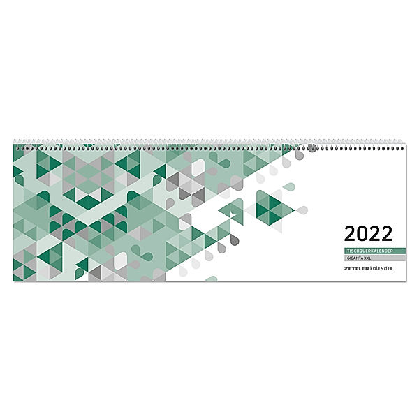 Tischquerkalender Giganta XXL grün 2022 - 42,2x14,8 cm - 1 Woche auf 2 Seiten - Bürokalender - Stundeneinteilung 7 - 22 Uhr - 126-0013