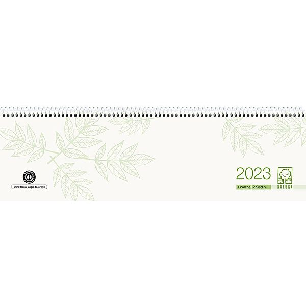 Tischquerkalender Perfo XL Recycling 2023 - 36,2x10,6 cm - 1 Woche auf 2 Seiten - Stundeneinteilung 7 - 20 Uhr - jeder T