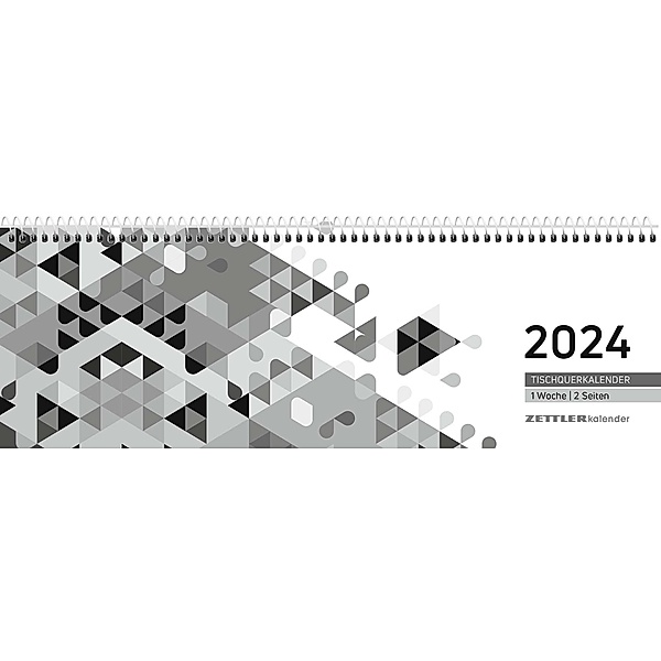 Tischquerkalender schwarz 2024 29,6x9,9 cm