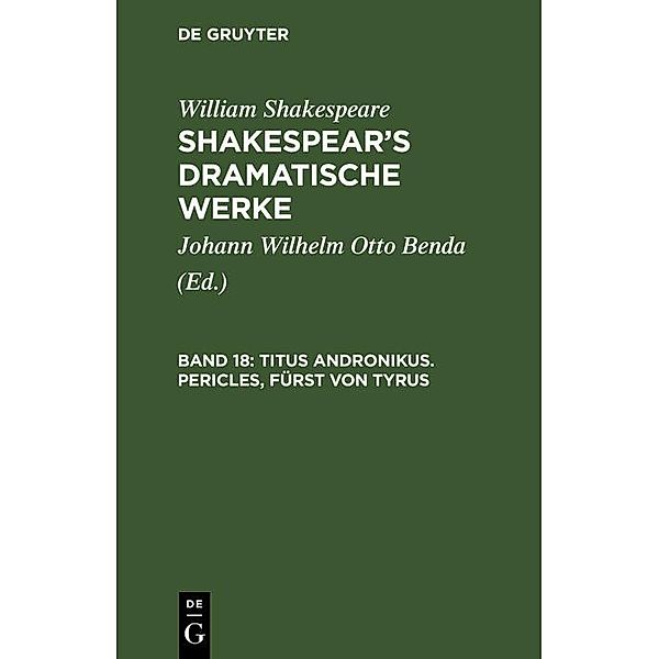 Titus Andronikus. Pericles, Fürst von Tyrus, William Shakespeare