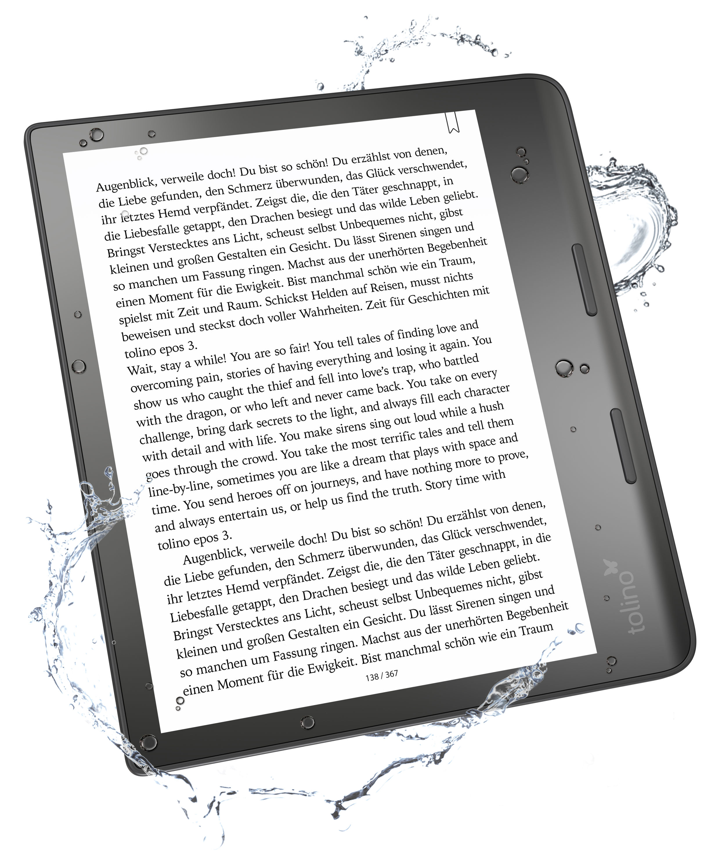 Tolino Shine 3 E-Book Reader mit integrierter Beleuchtung mit