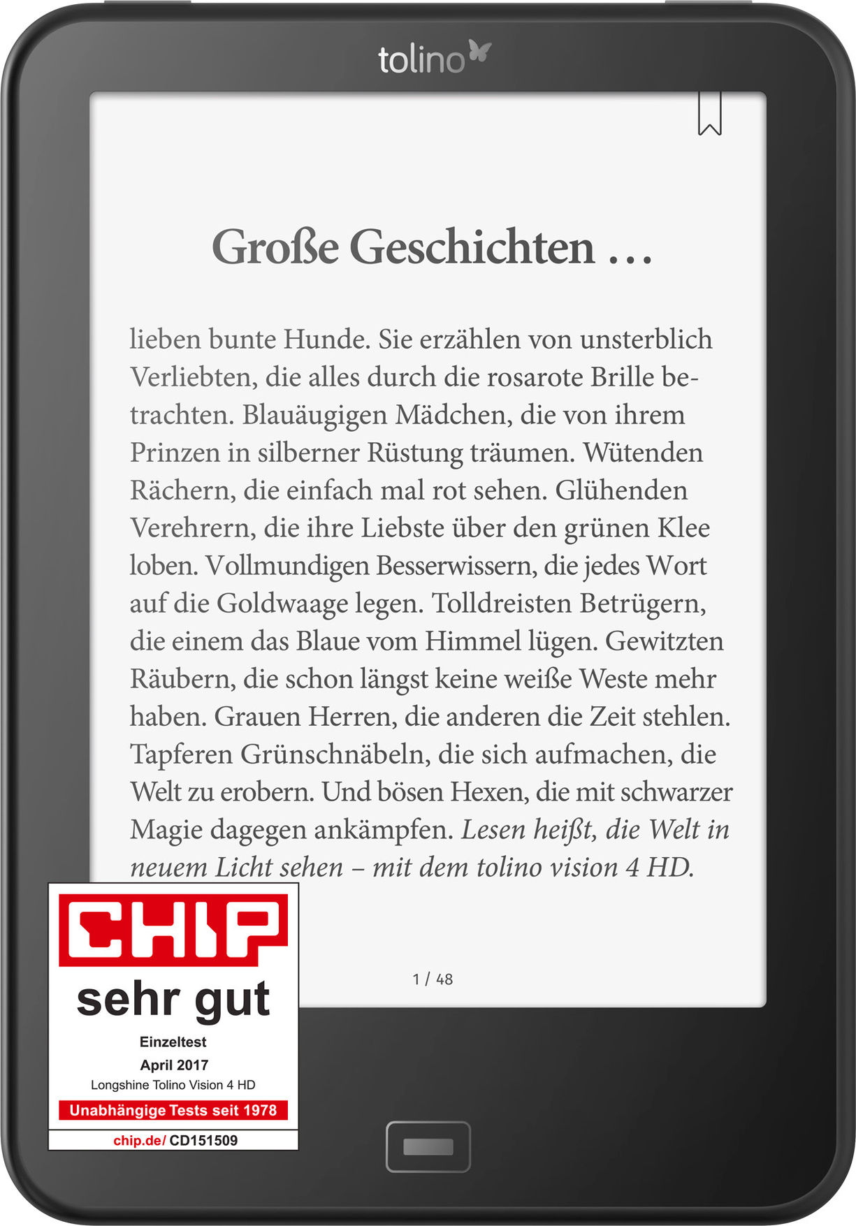 tolino vision 4 HD eBook Reader portofrei bei Weltbild