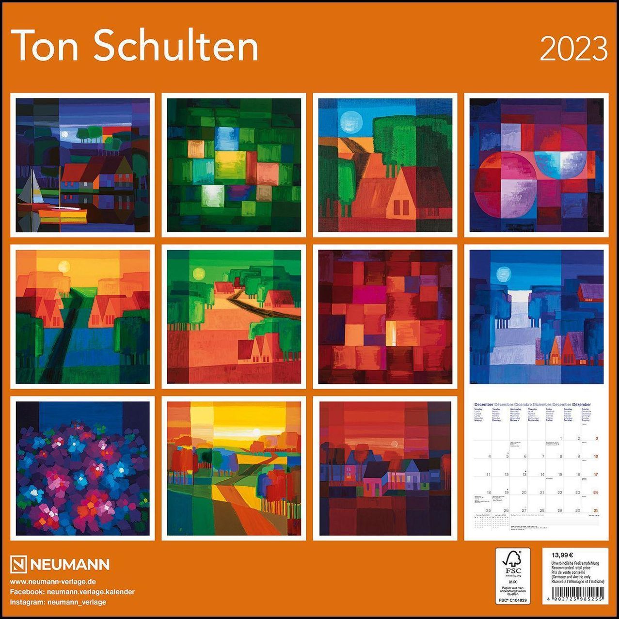 Ton Schulten 2023 - Wand-Kalender - Broschüren-Kalender - 30x30 - 30x60  geöffnet - Kunst-Kalender - Kalender bestellen