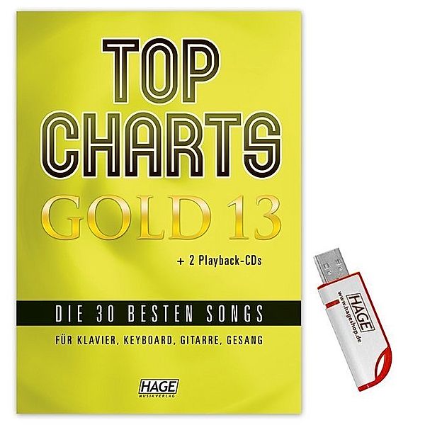 Top Charts Gold, m. 2 Audio-CDs + Midifiles, USB-Stick.Vol.13, Hage Musikverlag