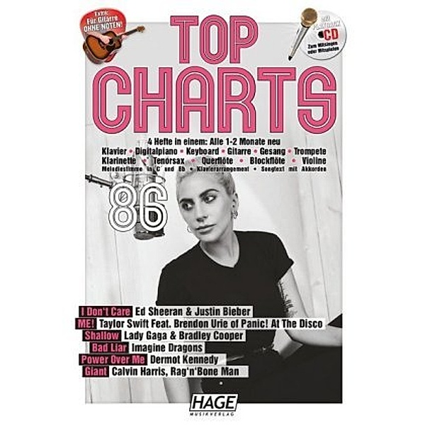 Top Charts, m. Playback Audio-CD + MIDI files, USB-Stick, Hage Musikverlag