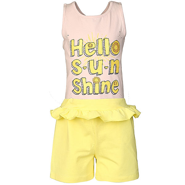 name it Top NMFJANNAH – HELLO SUN mit Shorts in rosa/gelb