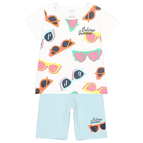 Boboli Top SUNGLASSES mit Leggings in weiß/hellblau