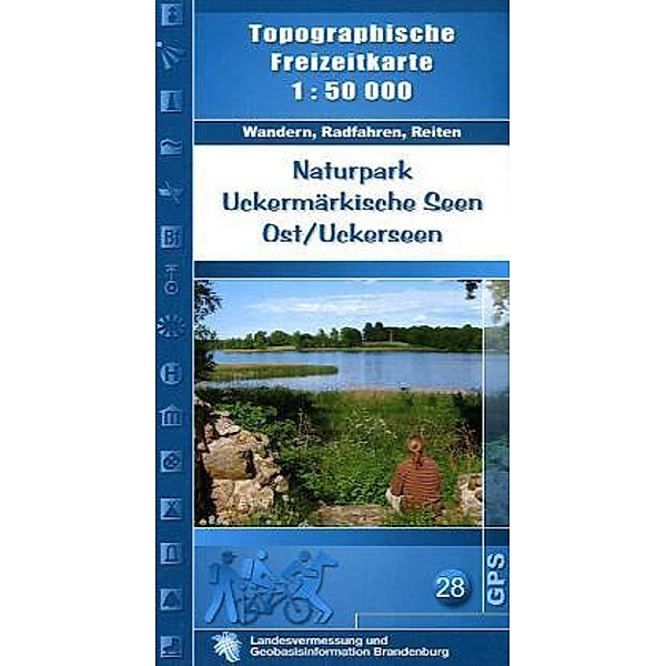 Topographische Freizeitkarte Brandenburg Naturpark Uckermärkische Seen, Ost / Uckerseen