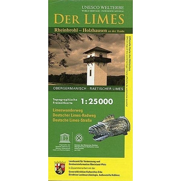 Topographische Freizeitkarte Rheinland-Pfalz Der Limes, Offizielle Karte des Welterbes