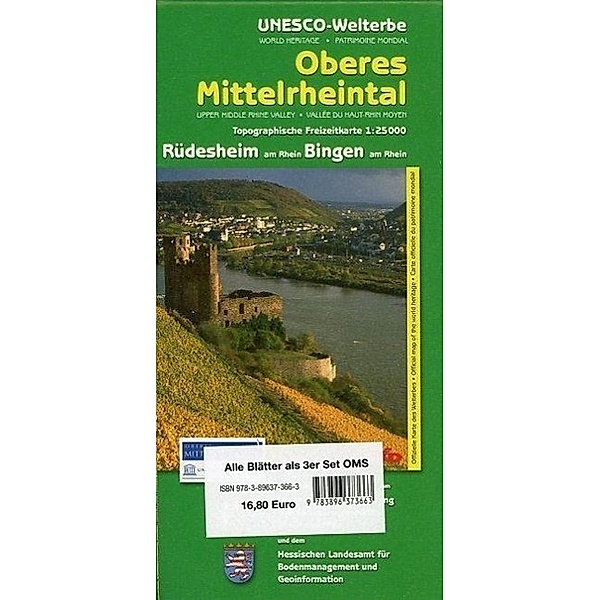 Topographische Freizeitkarte Rheinland-Pfalz Oberes Mittelrheintal, 3 Bl.. Upper Middle Rhine Valley / Vallee du Haut-Rhin Moyen