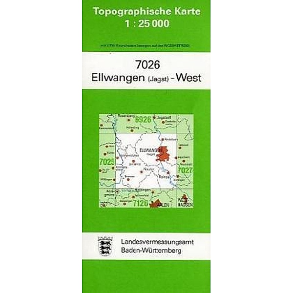 Topographische Karte Baden-Württemberg Ellwangen (Jagst), West