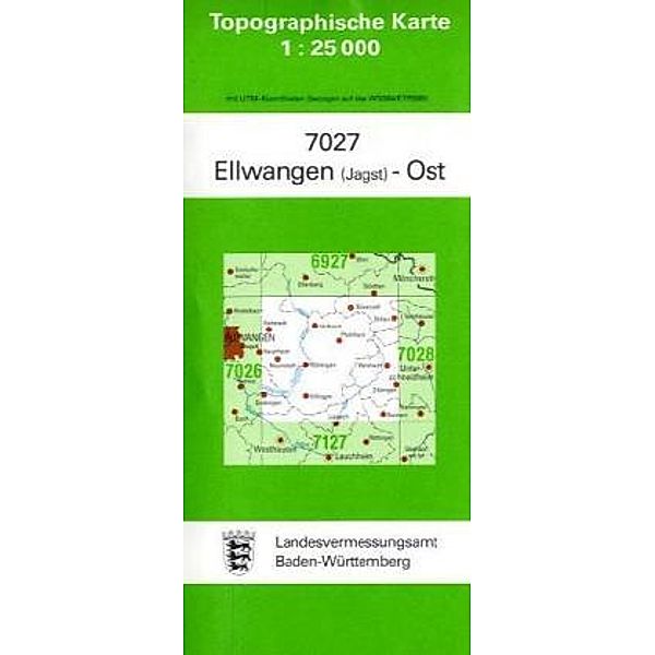 Topographische Karte Baden-Württemberg Ellwangen (Jagst), Ost
