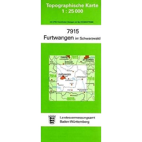 Topographische Karte Baden-Württemberg Furtwangen im Schwarzwald