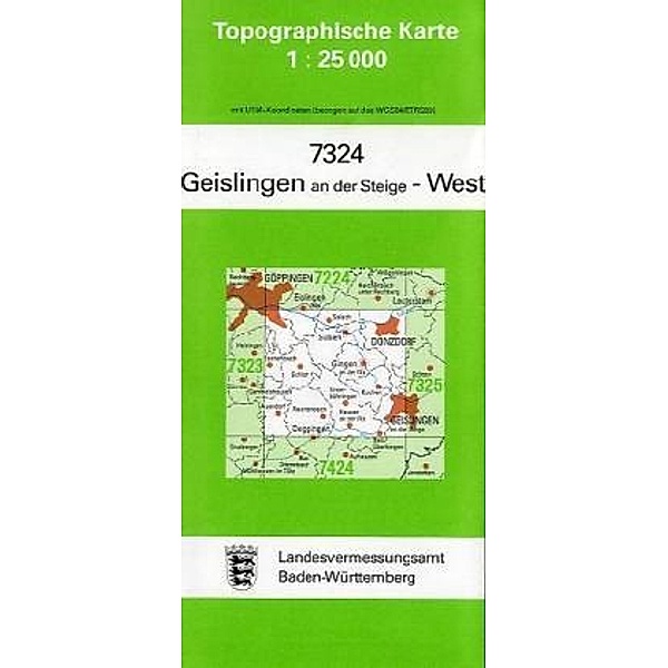 Topographische Karte Baden-Württemberg Geislingen an der Steige, West