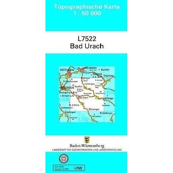 Topographische Karte Baden-Württemberg / L7522 / Topographische Karte Baden-Württemberg Bad Urach
