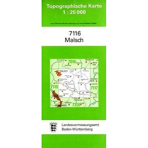 Topographische Karte Baden-Württemberg Malsch