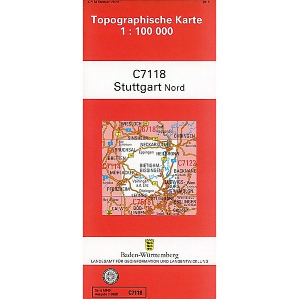 Topographische Karte Baden-Württemberg Stuttgart / Nord