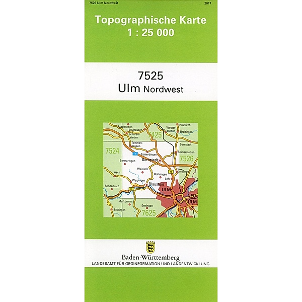 Topographische Karte Baden-Württemberg Ulm-Nordwest