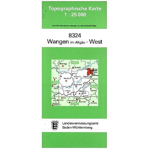 Topographische Karte Baden-Württemberg Wangen im Allgäu, West