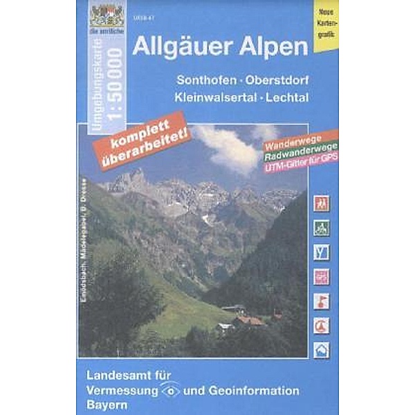 Topographische Karte Bayern Allgäuer Alpen