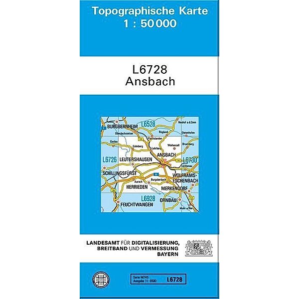 Topographische Karte Bayern Ansbach, Breitband und Vermessung, Bayern Landesamt für Digitalisierung