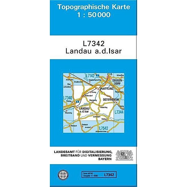 Topographische Karte Bayern Landau a. d. Isar, Breitband und Vermessung, Bayern Landesamt für Digitalisierung