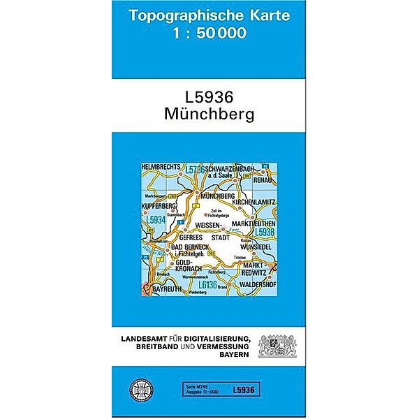 Topographische Karte Bayern Münchberg, Breitband und Vermessung, Bayern Landesamt für Digitalisierung
