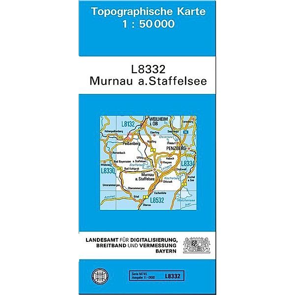 Topographische Karte Bayern Murnau a. Staffelsee