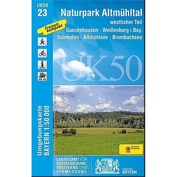 Topographische Karte Bayern Naturpark Altmühltal westlicher Teil, Breitband und Vermessung, Bayern, Landesamt für Digitalisierung