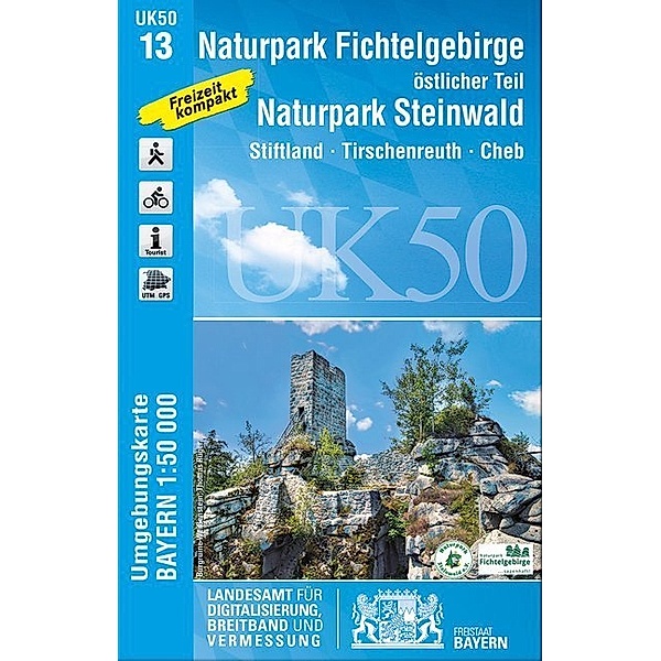 Topographische Karte Bayern Naturpark Fichtelgebirge, östlicher Teil, Naturpark Steinwald, Breitband und Vermessung, Bayern Landesamt für Digitalisierung