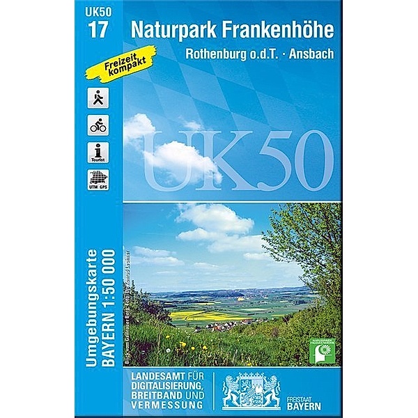 Topographische Karte Bayern Naturpark Frankenhöhe, Rothenburg o.d.T., Ansbach, Breitband und Vermessung, Bayern Landesamt für Digitalisierung